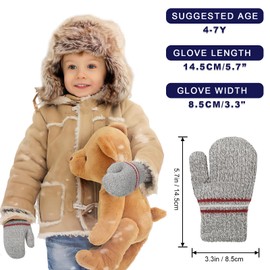TAGVO Winter Children's Gloves 3 Pairs Boys Girls Gloves Sherpa Fleece Drawn Strong Thermal Kids Knitted Gloves for Outdoor Use, multicoloured