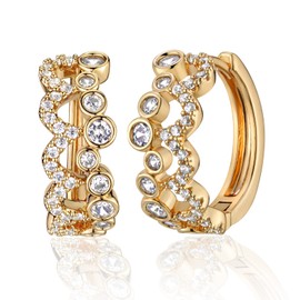 VACRONA Cubic Zirconia Huggie Earrings 14k Gold Plated Tiny Earrings Small Huggie Hoop Earrings Simple Lightweight Hoops Gift for Women