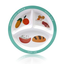 deegbbyi Plate with Division, Portion Control Plate, Diet Plate for Slimming, Reusable Breakfast Plate, with 3 Compartments, for Adults, School, Office, Home, Party