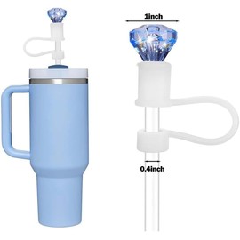 Black Diamond Straw Cover Silicone Reusable Topper Shining Caps 10mm/0.4In Straw Lids Protectors for 30/40 OZ Tumbler Cups Accessories