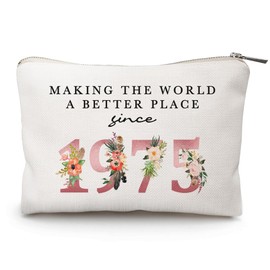 50th Birthday Gift for Women, Makeup Bag for Her, Wife, Mom, Sister, Bestie, Mother’s Day Gifts, 50 Years Old Gift Ideas, Born in 1975 Gift, Funny 50th Cosmetic Travel Bag (Year 1975)