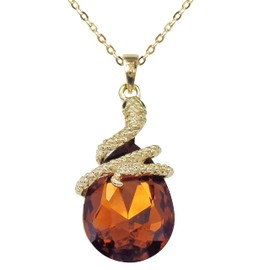 Navachi 18K Gold Plated Crystal Pear Shaped Cubic Zirconia Snake Pendant Necklace 16"+2" Zinc Cubic Zirconia, Zinc zirconia, Cubic Zirconia