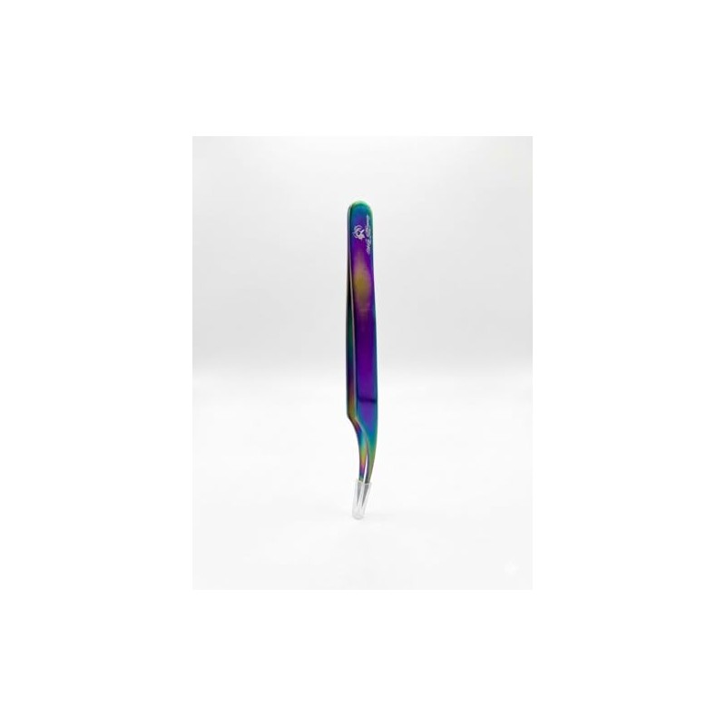 Wishbeauty Rainbow Eyelash Extension Tweezer - Professional Elbow Curved Tool