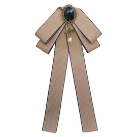 aoozleny Bow Tie For Women, Pre-Tied Ribbon Tie Adjustable Neck Tie with Rhinestone for Collared Blouse Shirt Dress (khaki)