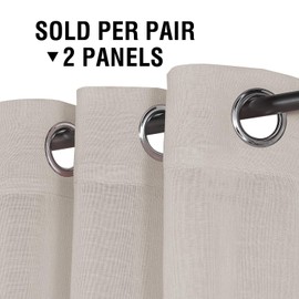 H.VERSAILTEX Natural Linen Blended Semi Sheer Curtains 84 Inches Long Rich Linen Textured Window Draperies for Living, Country Rustic Curtain Drapes for Village Cabin Garden (Linen, 2 Panels)