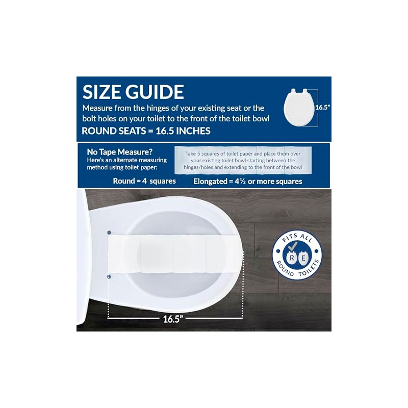 Mayfair Athens Toilet Seat, Easy Clean Hinges and Durable Wood