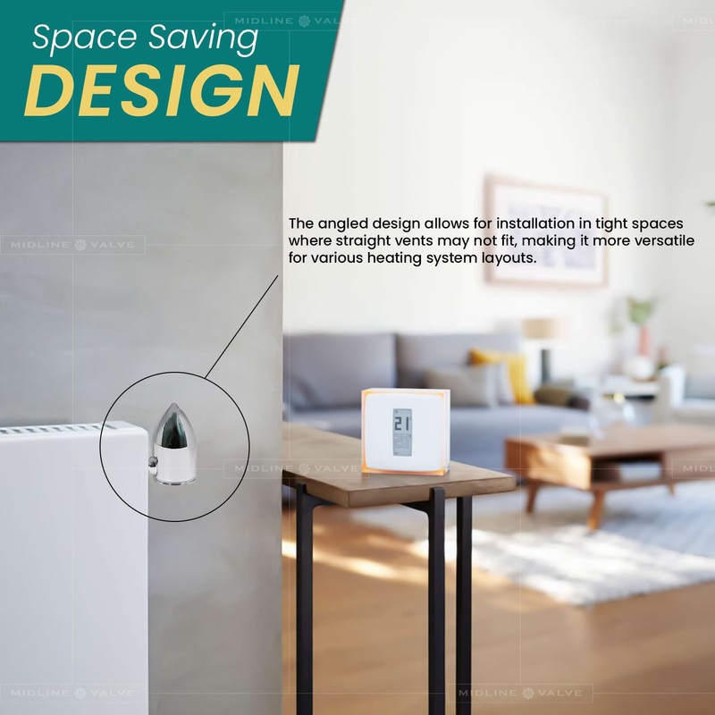 Radiator Air Valve 1/8" Angle Steam Air Vent #H40, Chrome