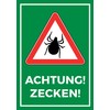 Achtung Zecken Sign, DIN A 5, Tick Sign, Caution Tick