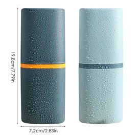 Yemiany Zahnbürsten Etui Kinder, 2 Stück, Reise-Zahnbürstenbecherhalter, Zahnpasta-Aufbewahrungsbehälter für Reisen, Camping, Business, Schule, Ausflug nach Hause (19,8 x 7,2 cm, Hellblau + Tiefblau)