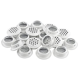 LDEXIN 20Pcs Air Vents, 1" (25mm) Circular Soffit Vent, Stainless Steel Round Mesh Hole Louver Vent for Kitchen, Bathroom, Cabinet, Wardrobe and Shoe Cabinet, White