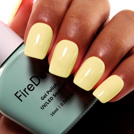 Firedeep Light Yellow Gel Nail Polish, 16ML Creme Yellow Gel Polish Manicure Salon UV/LED Soak Off 1Pcs Suitable for Winter and Spring Gift