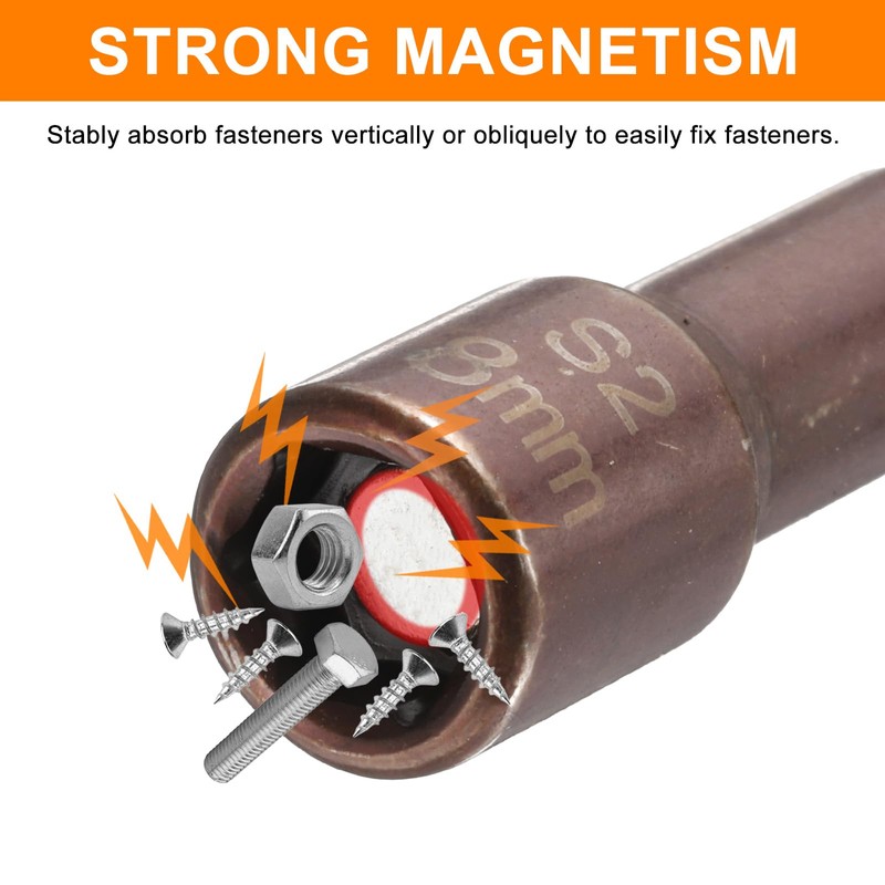 HARFINGTON Magnetic Nut Driver 8mm Hex Drive Socket S2 Tool
