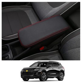 CDEFG Center Console Cover for 2021-2024 2025 Chevy Trailblazer Armrest Cover Console Pad Car Interior Accessories Arm Rest Protective Cover Scratch Resistance (Black Leather)