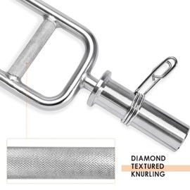 34" Olympic Triceps Bar, Solid Standard Threaded Triceps Bar Deadlift Barbell Home Gym Weightlifting Exercise for Squats, Deadlifts,Shrugs, Max Capacity 200lbs