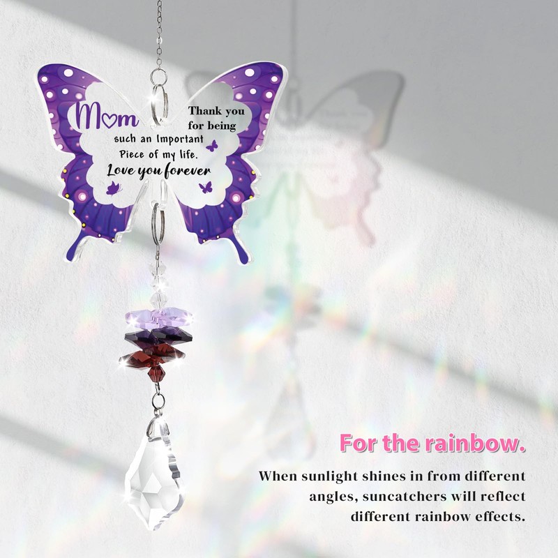 PRSTENLY Mum Gifts, Butterfly Crystal Suncatcher Birthday Gifts for Mum,