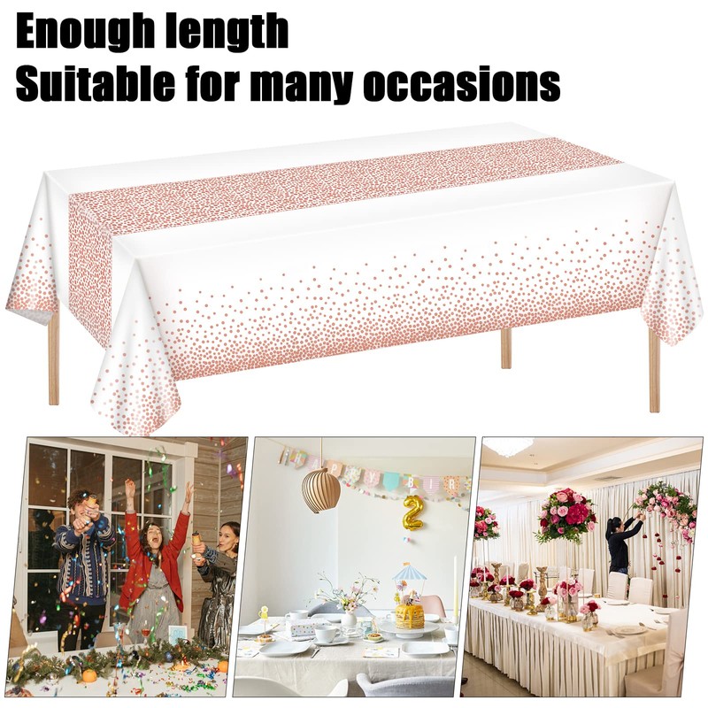 Dokeno Pack of 2 Rose Gold Polka Dot Tablecloths, Waterproof