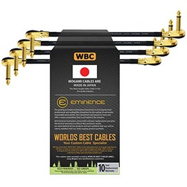 WORLDS BEST CABLES 4 Units - 15 Inch - S-Shaped Pedal, Effects, Patch, Instrument Cable Custom Made Made Using Mogami 2524 Wire and Eminence Gold Plated (6.35mm) R/A Pancake Type Connectors