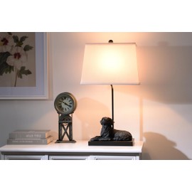 YANIC Desk Lamp with Black Dog Statue, Resin Lamp for Bedroom, 3 Way Dimmable Rotary Switch, Home Décor Accents for Living Room, Office, Dormitory, Reading Room (24061)
