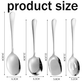 BAIYSFFG Serving Spoons Large,4 Pcs Stainless Steel Buffet Serving Spoon Long Handle Soup Spoons Cooking Spoon Kitchen Tool for Serving Kitchen Cooking Restaurant Banquet