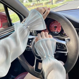 Charming Decoration Women's Arm Cover, Lace, Stylish, Cute, Sunburn Protection, UV Protection, Cool, Loose, Long, Cool to Touch, Anti-Slip, Breathable, Stretchy, UV Protection, Pearl, Ribbon, Silk,