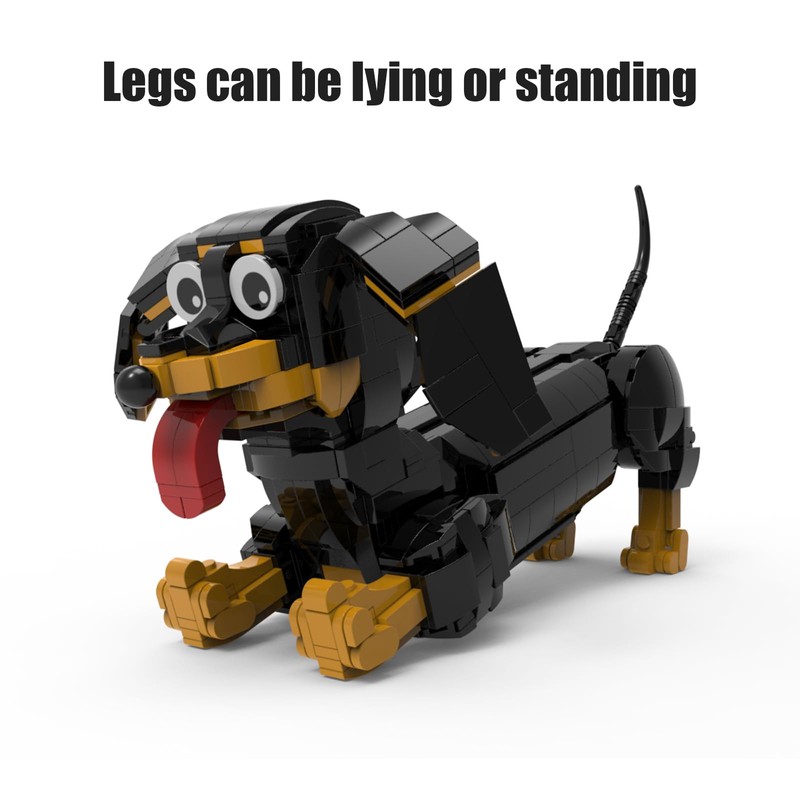 lovlaugh Dachshund Dog Building Blocks Set 889PCS – Movable Ears,