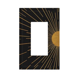 CZRPKEN Decorative Outlet Covers Gold Sun Mid Century Boho Minimalist Geometric 1 Gang Single Decora Gfci Device Light Switch Covers Plate 1 Rocker Wall Plate Jumbo Face Plate