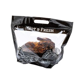 Restaurantware-12.7 x 5.7 x 10.4 Inch Plastic Food Delivery Bags, Hot Bags For Food Delivery - Clear Window, Built-In Handles, 100 Black Carriers For Hot , Zipper, For Rotisserie Chicken