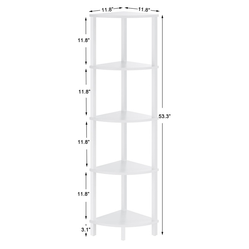 VIMBER Corner Shelf, 5-Tier Corner Bookshelf, Industrial Corner Ladder Shelf,
