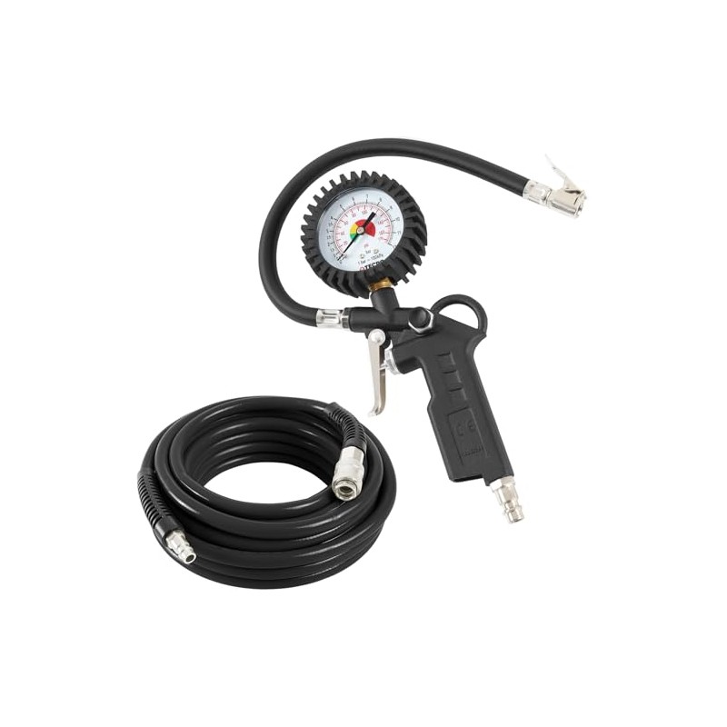 TECPO Compressed Air Hose 10 m + Tyre Inflator 0-12