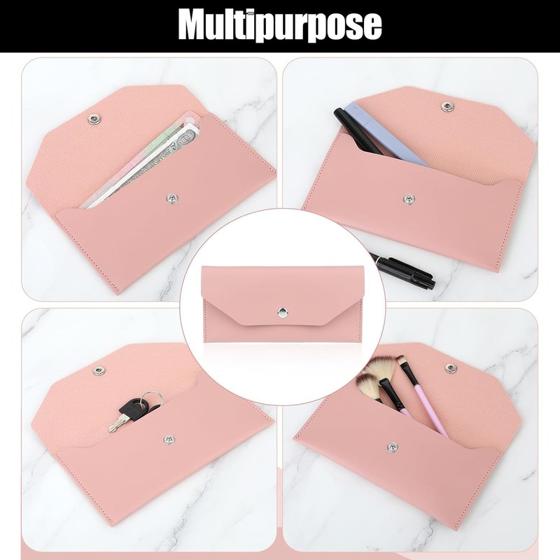 1 Pack Cash Envelope Bag, Cash Envelope PU Leather, Reusable