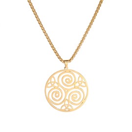 VASSAGO Celtic Spiral Knot Necklace, Triple Spiral Triskele, Celtic Pendant Necklace, Spiral Trinity Knot Necklace, Good Luck, Irish Celtic Knot Necklace, Amulet Jewelry, Stainless Steel, No Gemstone