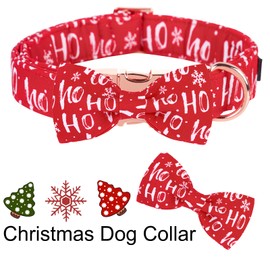 ARING PET Dog Collar, Christmas Dog Collar with Bow, Cotton Red Bow Tie Dog Collar for Small Medium Large and Male Girls Dogs