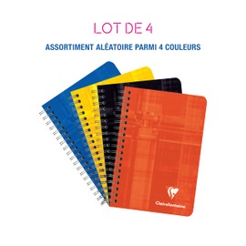 Clairefontaine Exercise Book - Large Square-Ruled - Spiral-Bound - 9.5 x 14 cm - Assorted Colours - Pack of 4