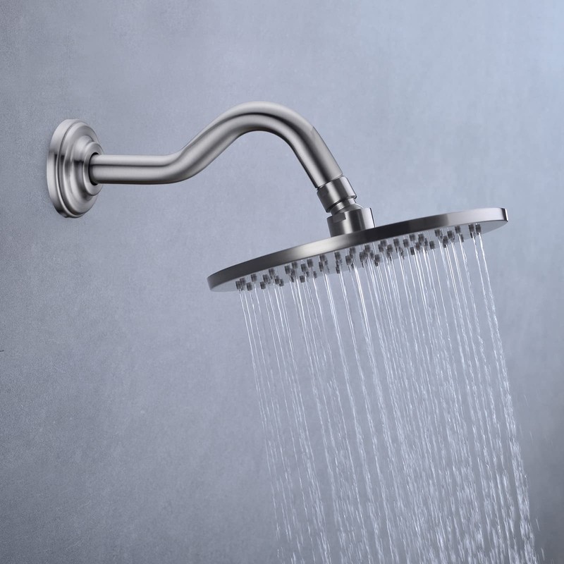 8 Inch S-Shape Curved Shower Arm with Flange Stainless Steel