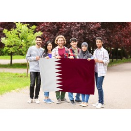 DANF Qatar Flag 3x5 Ft Thick Polyester, Fade Resistant, Brass Grommets, Canvas Header Qatar National Flags with 3 X 5 Feet