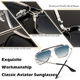 FEISEDY Gafas de piloto cuadradas de moda, gafas de metal vintage con gradiente para hombres y mujeres, B4104