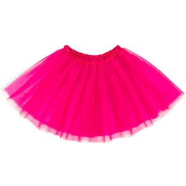 TWINKLEDE Tutu Skirt for Women Adults 4 Layered Tulle Costume Tutus Skirts, Hot Pink, Small-Medium