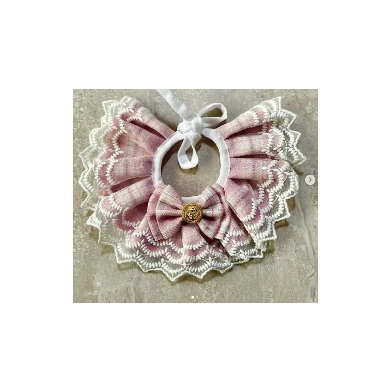 Collar Rosa Para Gatos Y Perros, Babero De Encaje Y