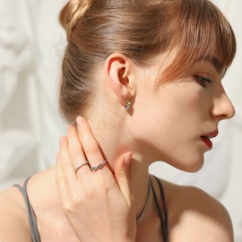 Bestyle 925 Sterling Silver Infinite Celtic Knot Hoop Earrings August Peridot Birthstone Earrings Dainty Love Statement Hoop Earrings Birthdays/Valentines for Women/Girls