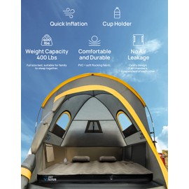 JOYTUTUS Truck Bed Air Mattress for 6-6.5Ft, Full Size Inflatable Air Mattress Short Truck Beds for Outdoor Camping, Truck Tent Accessories with Pump, Carry Bag & Cup Holder & Cavity Design