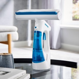 GEEPAS Cordless Window Vacuum - Portable 3-in-1 Window Vacuum - 140ml Removable Water Tank, LED Indicator, Cordless - Handheld, Lightweight, Low Noise, Fast Charging, 35min Runtime – Compact Design