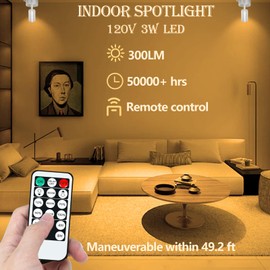 HEQIA Dimmable Spot Lights Indoor with Remote and Timer, 3000K/4000K/5000K Adjustable LED Up Lights,3W Plant Spotlight Indoor Uplighting, Indoor Accent Light for Plants Pictures