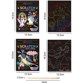 Georgie Porgy Scratch Picture Set, DIY Craft Sets for Children, Magic Rainbow Scratch Paper, Scratch Paper, Scratch Book, Easter, Christmas, Birthday Gift for Boys Girls (Unicorn Rapunzel)