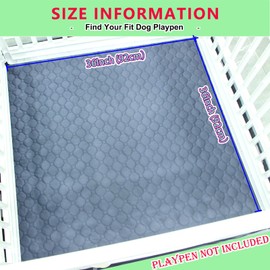 Dog Playpen Bottom Pad Mat for 36" 4-Panel Playpens - Scratch & Chew-Resistant Puppy Pen Floor Mat with Hook & Loop Fasteners, Waterproof & Leakproof, Non-Slip (Gray) (Playpen Not Included)