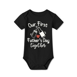 Our 1st Fathers Day Together Bodysuit Daddys Day Newborn Clothes Black 0-3 Months