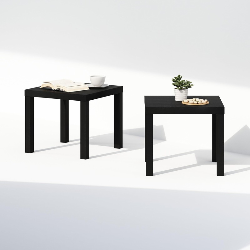 Furinno Simple Square Coffee Table, Side Table, Set of 2,