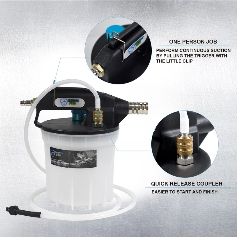 SMOTIVEPRO Pneumatic 2L Vacuum Brake Bleeder Fluid Extractor Pump Kit,Hands-Free