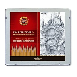 KOH-I-NOOR 8B-10H Graphite Pencil in Tin (Pack of 24)