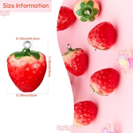 Hicarer Strawberry Pendant Charms Fruit Charms Strawberry Earring Resin Charms 3D Strawberry Hanging Pendant Ornament for Earring Bracelet Necklace DIY Jewelry Making Accessories, Resin, resin