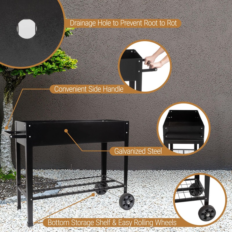 Home-Complete Raised Garden Bed - Planter Box with Storage Shelf